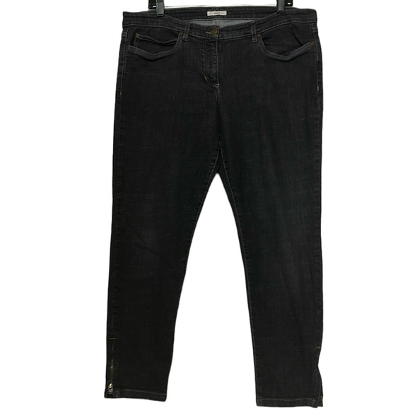 Eileen Fisher Denim - Eileen Fisher Black Wash Side Zip Hem Skinny Ankle Jeans Size 16